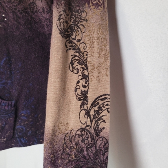 Y2K Vintage One World Rhinestone Full Zip Hoodie Gothic Grunge Size Medium - Picture 6 of 13